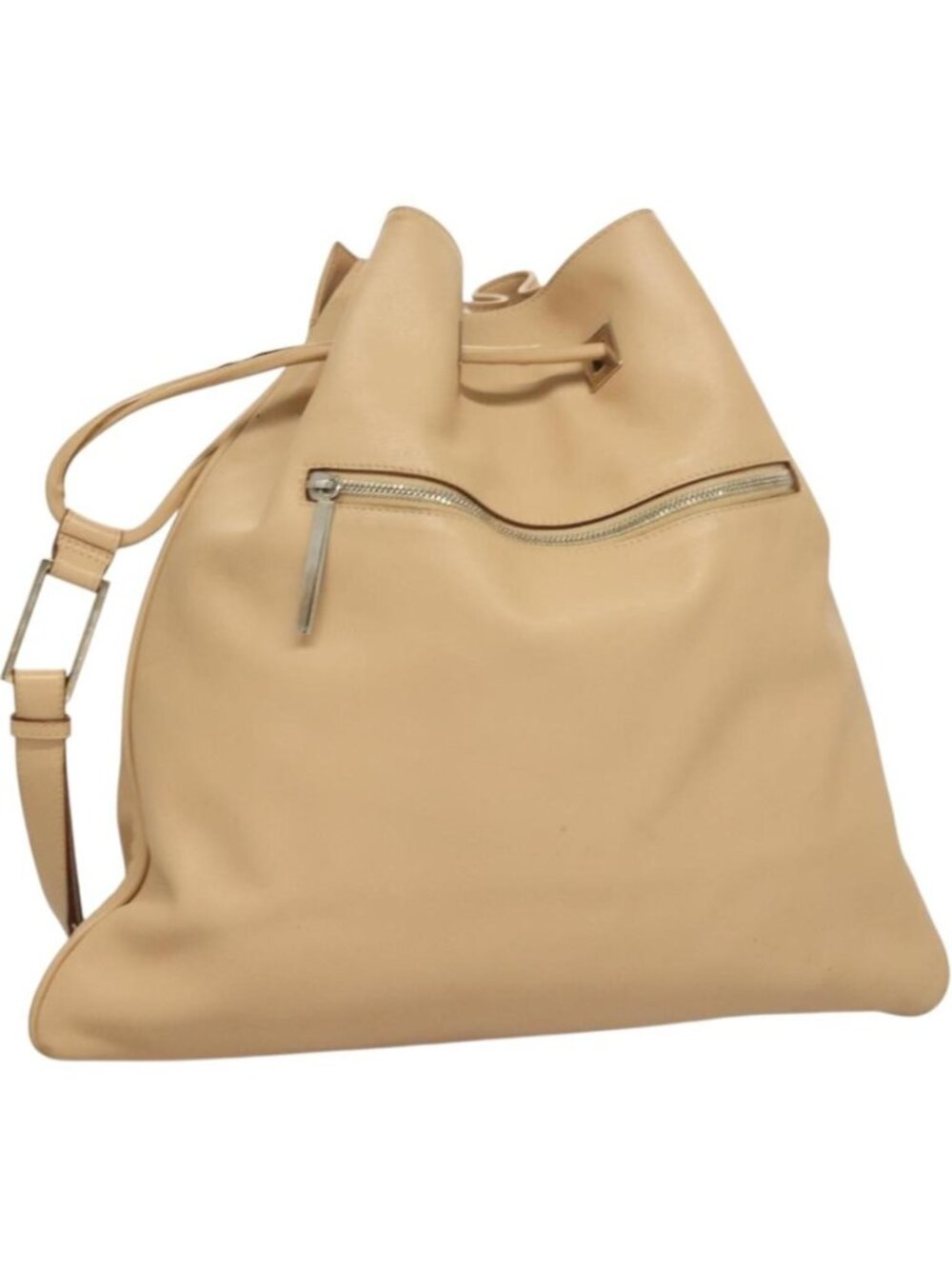 GUCCI Shoulder Bag Leather Beige Silver